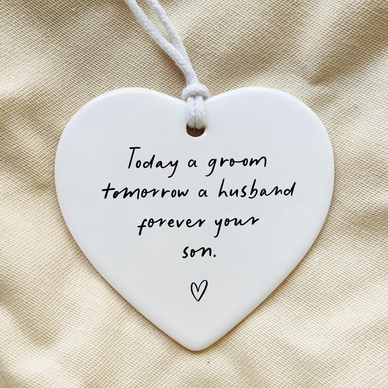 WCDHOR Mother of the Groom Gift from Son, Wedding Gift, Groom to Mother Gift, Son to Mother on Wedding Day, Mom Wedding Gift from Son, Son to Mom Gift, Ceramic Heart Keepsake - Image 2